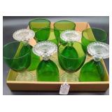 10 Anchor Hocking Forest Green Bubble Goblets