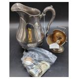 Silver-Plate Pitcher, Sugar Scuttle, and Accessori