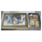 Framed Artwork and Lithographed Metal Tray