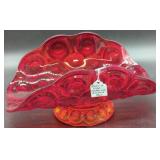 Red Glass Moon and Star Banana Bowl