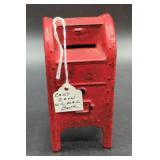 Red Cast Iron U.S. Mail Bank