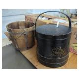 Wooden Firkin and Staved Bucket Set