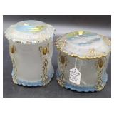 Hand-Painted Frosted Glass Dresser Jars