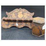 Early 20th Century Pyrography Pipe Rack and Tobacc