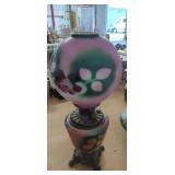 Hand-Painted Glass Oil Lamp with Metal Base