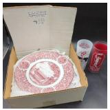 Shenango Pottery Plates and Ohio State Glasses