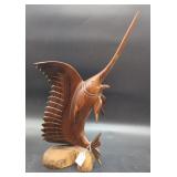 Carved Wood Swordfish Sculpture