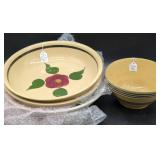Ceramic Bowls with Floral and Stripe Designs