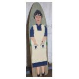 Painted Wooden Ironing Board with Woman Design