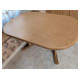 Oak Veneer Dining Table with Pedestal Base