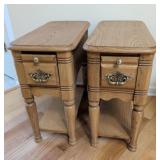 Oak Side Tables with Brass Hardware