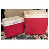 Coleman and Rubbermaid Red Coolers