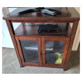 Wood TV Stand with Glass Panel Doors