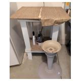 Wood Table with Planter and Garden Tools