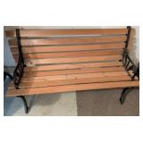 Wood and Metal Slatted Outdoor Bench