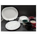 Corelle Dinnerware and Assorted Ceramic Mugs