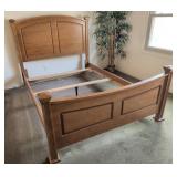 Wooden Queen Size Bed Frame with Paneled Design