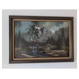 Signed Oil Painting of Mountain Landscape