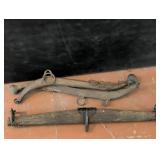 Two Wooden and Metal Yokes With Metal Rings