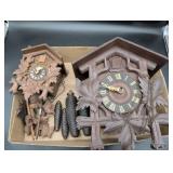 Two Wooden Cuckoo Clocks with Weights