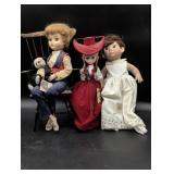 Three Collectible Dolls with Accessories