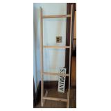 Wood Quilt Rack and Painted Antique Sign