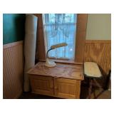 Wood Cabinet, Side Table, Lamp, and Rug Assortment