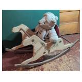 Wooden Rocking Horse with Teddy Bear