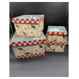 Decorative Wooden Stacking Boxes With Farm Motifs