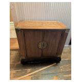 Wood Cabinet with Brass Corner Accents