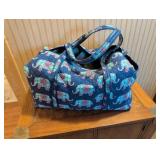 Quilted Fabric Duffel Bag with Elephant Design