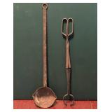Forged Iron Ladle and Tongs Set