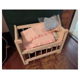 Wooden Doll Crib with Bedding