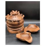 Carved Wooden Serving Bowl Set