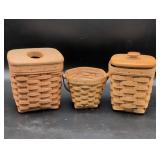 3 Longaberger Handwoven Baskets