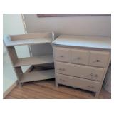 Painted Wood Dresser and Shelf Unit