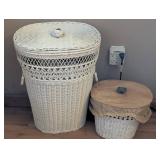 Two Lidded Wicker Baskets