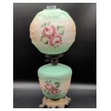 Hand-Painted Glass Electrified Oil Lamp