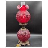 Fenton Ruby Glass Hurricane Table Lamp