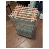 Three-Tier Metal Rolling Cart with Wooden Rack