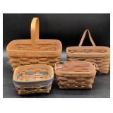 Four Longaberger Handwoven Baskets