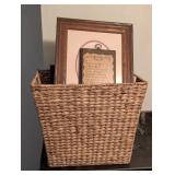 Basket with Assorted Pictures and Frames