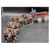 Cast Iron Beer Wagon with Drivers and Dog