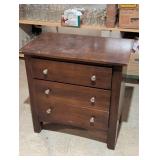 Three-Drawer Wooden Chest with Glass Knobs