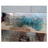 Clear and Blue Vall and Atlas Glass Jars