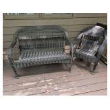 Woven Wicker Loveseat and Armchair Set