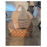 Two Woven Wood Picnic Baskets