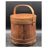Wooden Firkin with Handle and Fitted Lid
