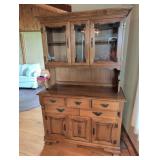 Two-Piece Wooden Hutch with Glass Doors