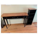 Black Two-Drawer Console Table and Bookshelf